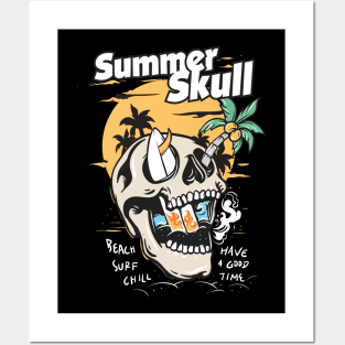 Summer Skull Concept Vector Art Posters and Art